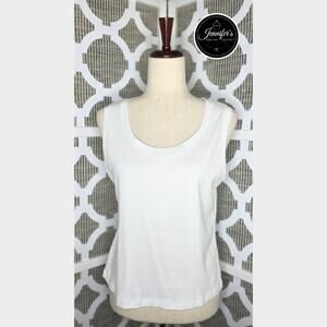 3/$30 Rafaella Petite White Scoop Neck Sleeveless Knit Top Size PL